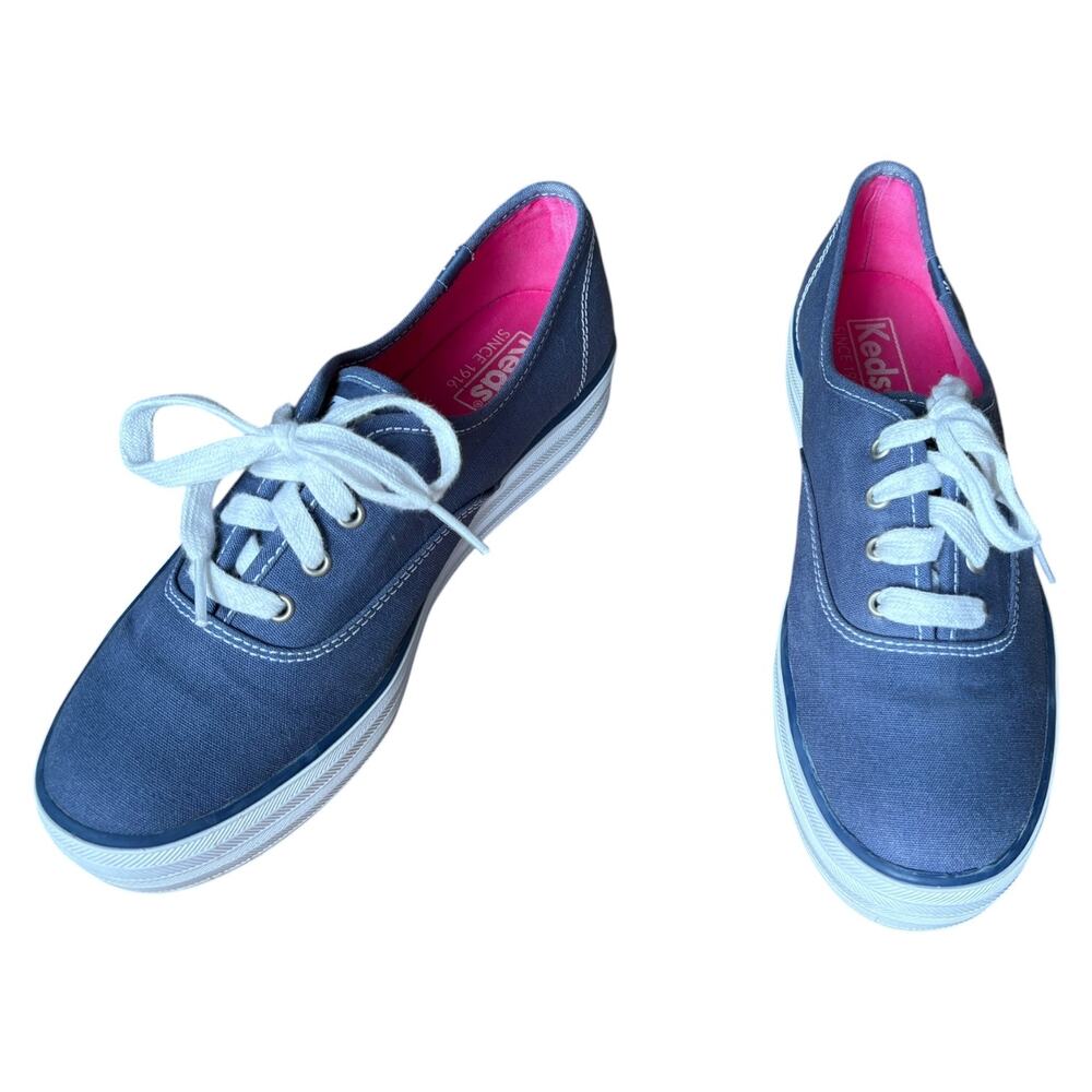 Keds Platform Canvas Lace-Up Street Sneakers - Denim Blue Chunky low tops size 7